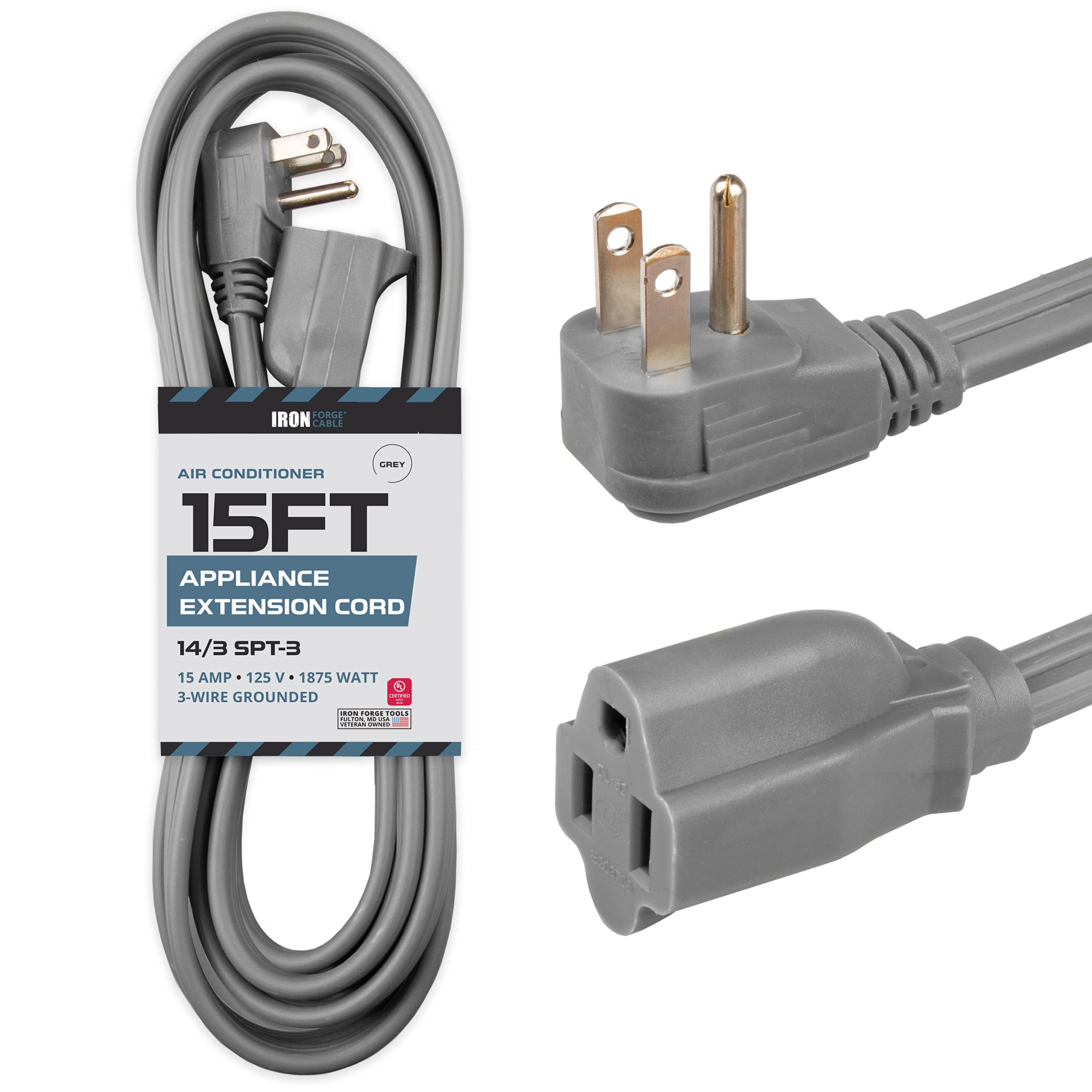 Amazon.com: Iron Forge Cable 15 ft Appliance Extension Cord Gray